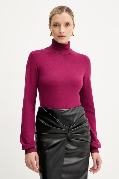 Silvian Heach sweter SESIN damski kolor bordowy lekki z golfem GPA25036LU - zdjęcie produktu nr 1