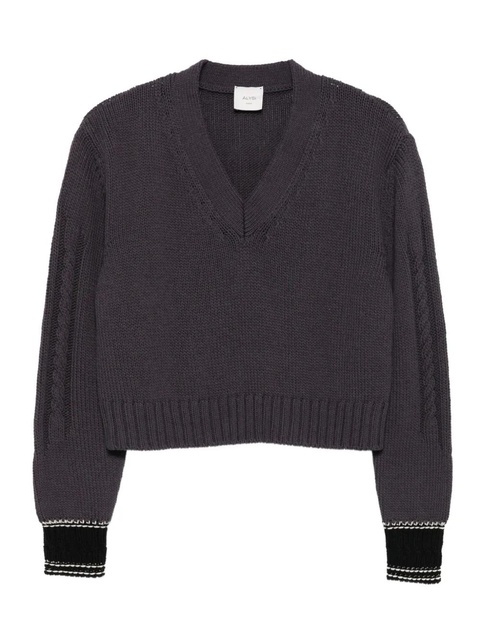 Alysi cable-knit v-neck sweater - Grey - zdjęcie produktu nr 1