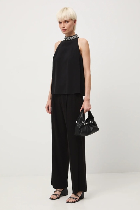 Medicine spodnie damskie kolor czarny szerokie medium waist - zdjęcie produktu nr 1