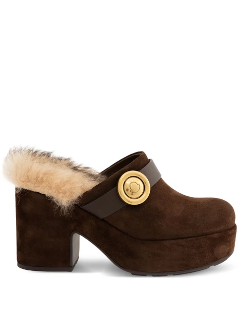 Moncler 90mm Amalia faux fur-trim mules - Brown - zdjęcie produktu nr 1