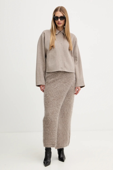 BOSS płaszcz wełniany damski kolor szary przejściowy 50543170 - zdjęcie produktu nr 2