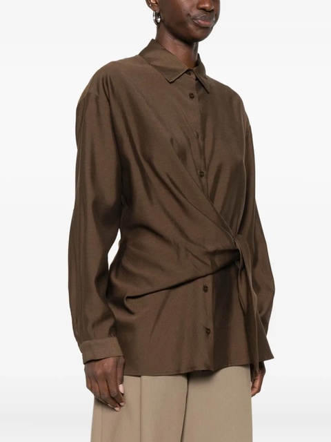 Eleh tie-detail shirt - Brown - zdjęcie produktu nr 2