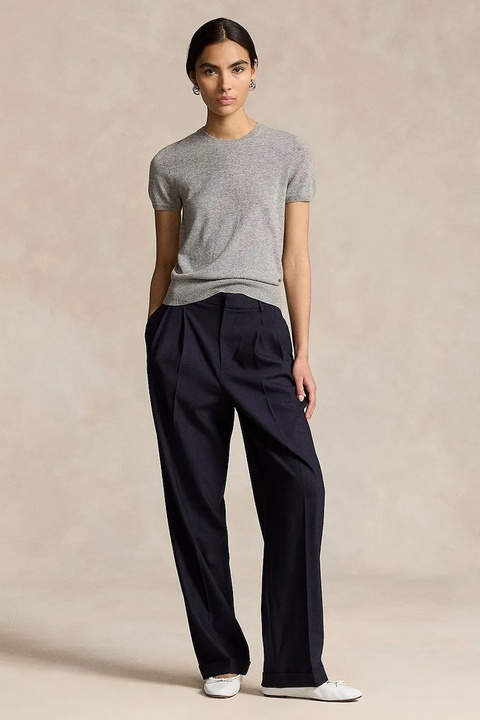 Polo Ralph Lauren spodnie wełniane WSTN PT kolor granatowy szerokie high waist 211891071 - zdjęcie produktu nr 1
