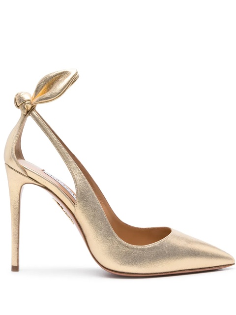 Aquazzura Bow Tie 105mm leather pumps - Gold - zdjęcie produktu nr 1