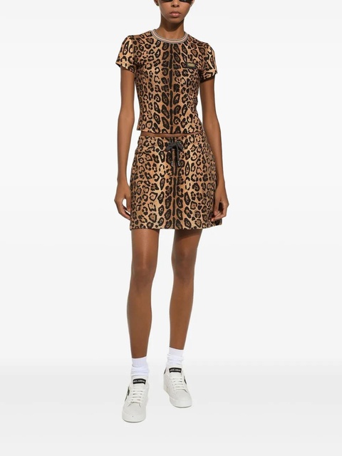 Dolce & Gabbana leopard-print drawstring mini skirt - Brown - zdjęcie produktu nr 2