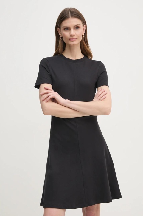 Tommy Hilfiger sukienka bawełniana kolor czarny mini rozkloszowana WW0WW45521 - zdjęcie produktu nr 1