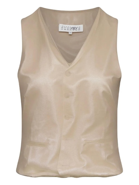 MM6 Maison Margiela satin button-up waistcoat - Neutrals - zdjęcie produktu nr 1
