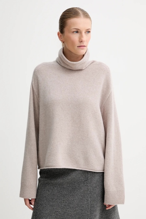 Marc O'Polo sweter z dodatkiem wełny kolor beżowy z golfem 510609060267 - zdjęcie produktu nr 1