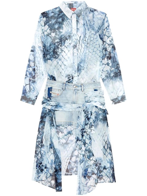 Diesel D-Jeaniel snakeskin-print midi dress - Blue - zdjęcie produktu nr 1