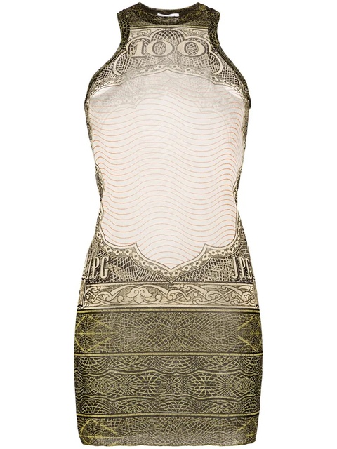 Jean Paul Gaultier Cartouche-print tulle mini dress - Green - zdjęcie produktu nr 1