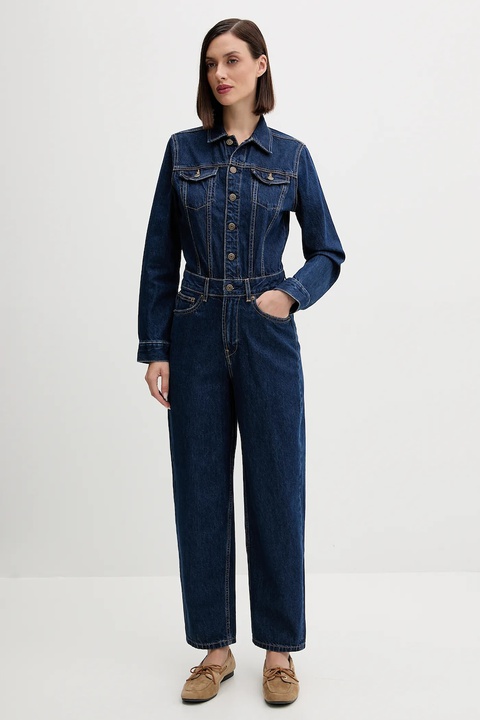 Pepe Jeans kombinezon jeansowy kolor niebieski bawełniany z kołnierzykiemm PL2300002 - zdjęcie produktu nr 1