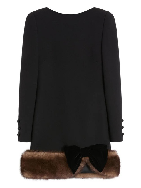 Valentino Garavani shearling-trim mini dress - Black - zdjęcie produktu nr 1