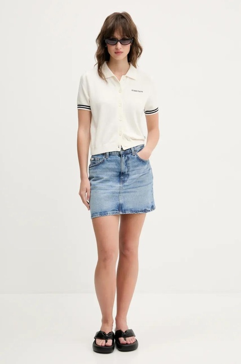 Guess Jeans spódnica jeansowa kolor niebieski mini ołówkowa W5GD0Q D5M4A - zdjęcie produktu nr 2