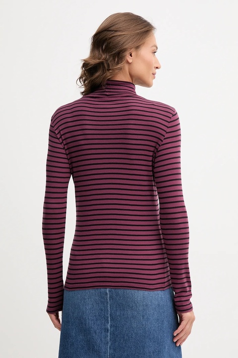 United Colors of Benetton longsleeve bawełniany kolor fioletowy z golfem 30YSE2225 - zdjęcie produktu nr 2