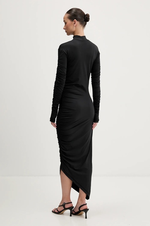 adidas Originals sukienka Ruched kolor czarny maxi dopasowana JW2806 - zdjęcie produktu nr 2