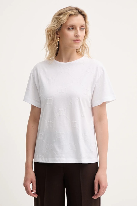Twinset t-shirt bawełniany damski kolor biały 252TP2055 - zdjęcie produktu nr 1