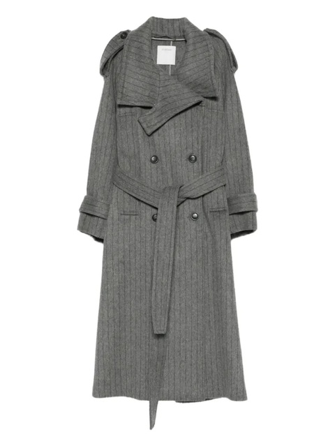 Sportmax AROLD pinstriped belted coat - Grey - zdjęcie produktu nr 1