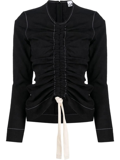 GANNI ruched-effect long-sleeve top - Black - zdjęcie produktu nr 1