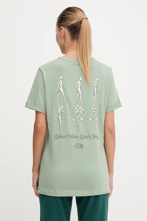 The North Face t-shirt bawełniany Connect Relaxed damski kolor zielony NF0A8E41BQ11 - zdjęcie produktu nr 1
