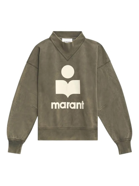ISABEL MARANT Moby logo-embroidered mock-neck sweatshirt - Green - zdjęcie produktu nr 1