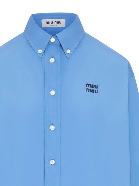 Miu Miu logo -embroidered shirt - Blue - zdjęcie produktu nr 2