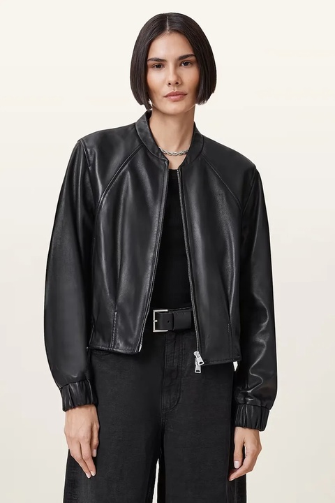AllSaints kurtka skórzana MARTINA kolor czarny przejściowa W008LD - zdjęcie produktu nr 1