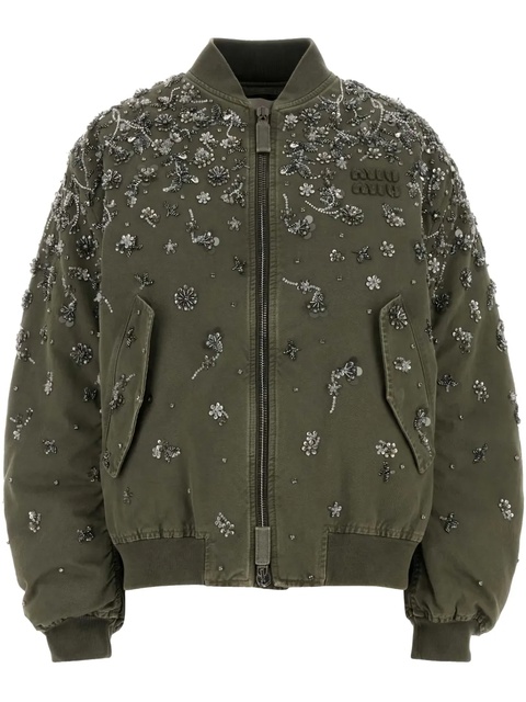 Miu Miu gabardine bomber jacket - Green - zdjęcie produktu nr 1