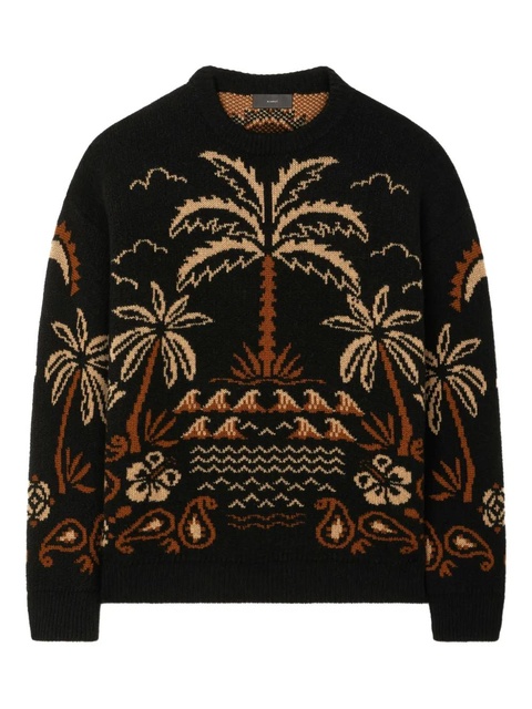Alanui Glimpse of Eden palm-tree intarsia sweater - Black - zdjęcie produktu nr 1