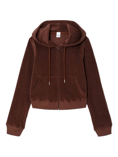RE/DONE Shrunken terry zip-up hoodie - Brown - zdjęcie produktu nr 1