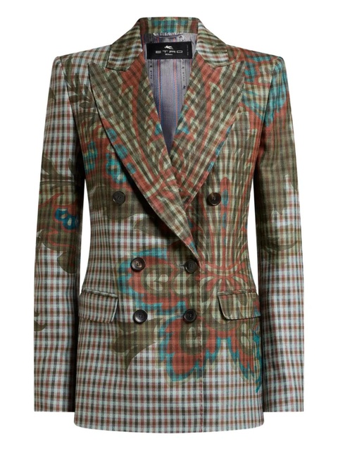 ETRO floral-print gingham-pattern blazer - Brown - zdjęcie produktu nr 1