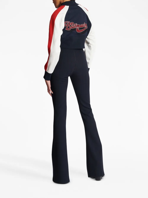 Balmain logo-embroidery cropped sweatshirt - Blue - zdjęcie produktu nr 2