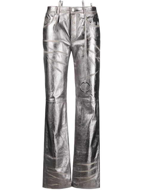The Attico distressed straight-leg leather trousers - Silver - zdjęcie produktu nr 1