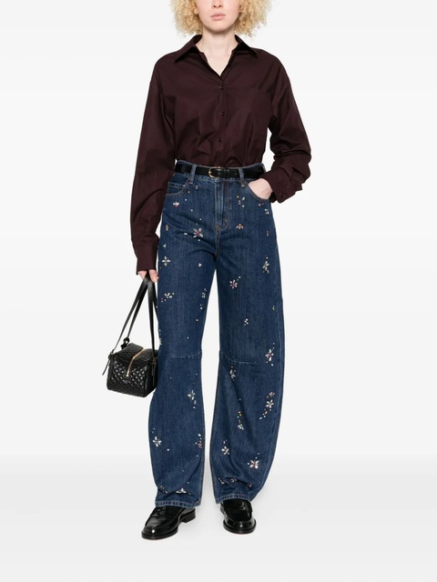 Self-Portrait crystal-flower embellished jeans - Blue - zdjęcie produktu nr 2