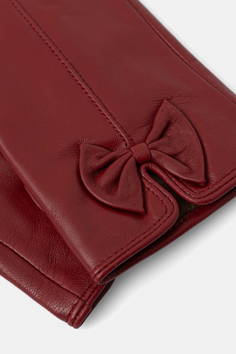 Answear.LAB rękawiczki skórzane damskie kolor bordowy - zdjęcie produktu nr 2