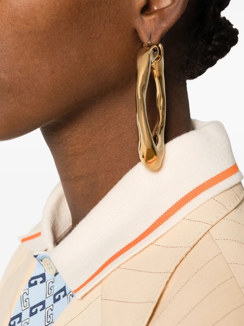 Jil Sander engraved-logo chunky hoops - Gold - zdjęcie produktu nr 2