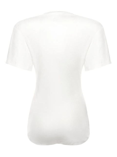 Magda Butrym ribbed short-sleeves bodysuit - Neutrals - zdjęcie produktu nr 2
