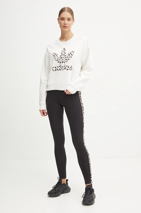 adidas Originals bluza bawełniana Leopard Sweat damska kolor biały z aplikacją IW8477 - zdjęcie produktu nr 2