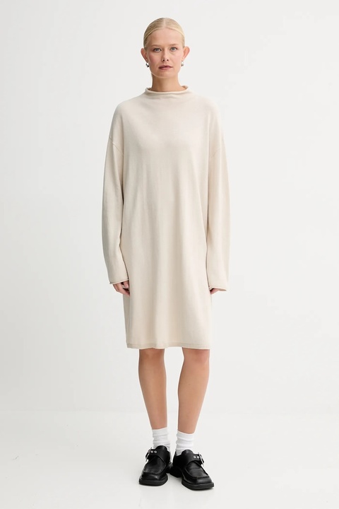 Marc O'Polo sukienka z dodatkiem wełny kolor beżowy mini oversize 509511867033 - zdjęcie produktu nr 2