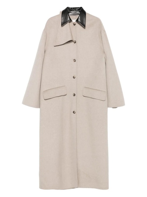 Nanushka contrast-collar button coat - Neutrals - zdjęcie produktu nr 1