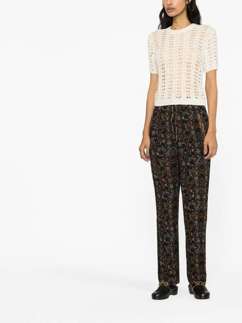 ISABEL MARANT Ozio floral-print silk trousers - Black - zdjęcie produktu nr 2
