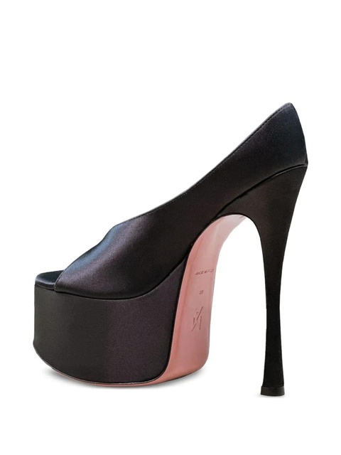 Amina Muaddi Anok satin platform pumps - Black - zdjęcie produktu nr 2