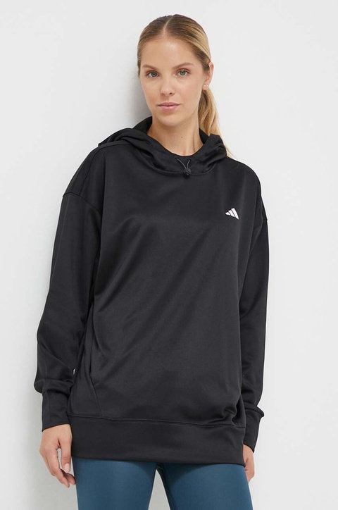 adidas Performance bluza treningowa kolor czarny z kapturem gładka - zdjęcie produktu nr 1