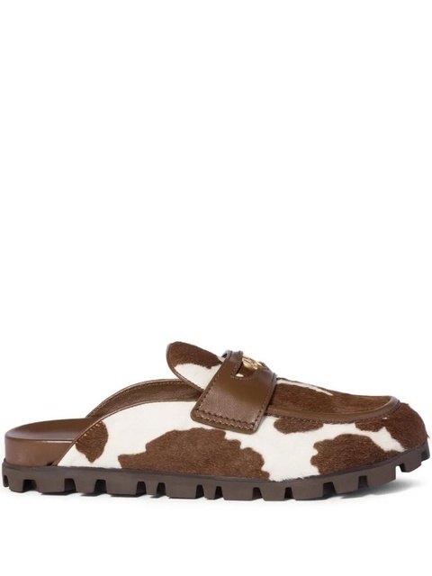 Miu Miu band logo-coin calf hair mules - Brown - zdjęcie produktu nr 1