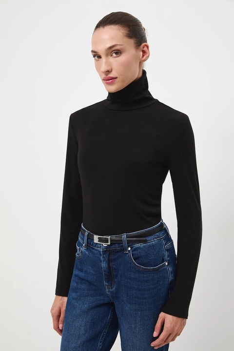 Medicine longsleeve z wełną kolor czarny z golfem - zdjęcie produktu nr 2