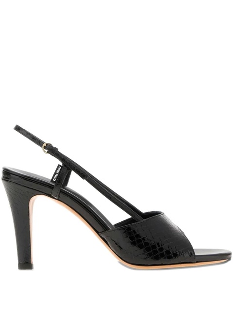 Miu Miu 80mm leather heeled sandals - Black - zdjęcie produktu nr 2