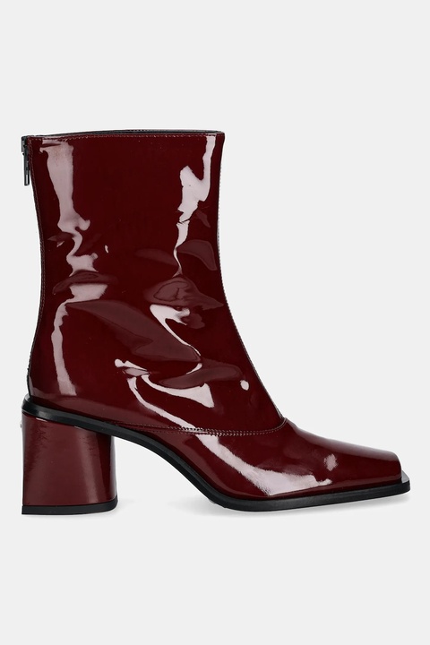 Kenzo botki skórzane Kimi Ankle Boots damskie kolor bordowy na słupku FF62BT120L69.22 - zdjęcie produktu nr 2