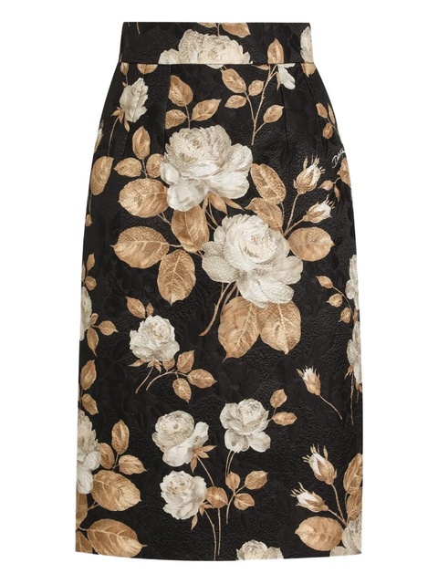 Dolce & Gabbana rose-print midi pencil skirt - Black - zdjęcie produktu nr 1