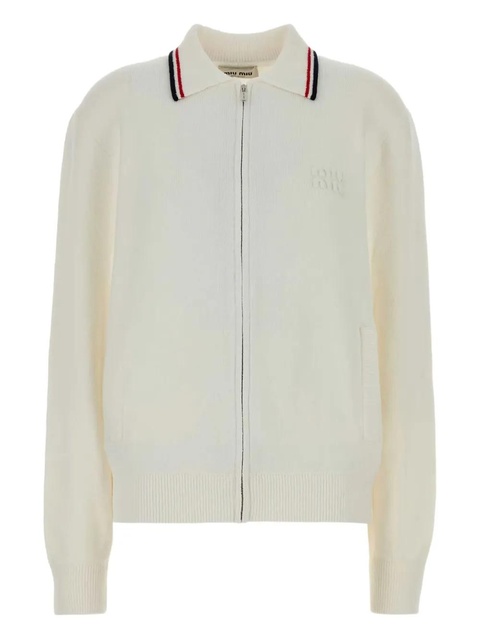 Miu Miu zip-up cardigan - White - zdjęcie produktu nr 1