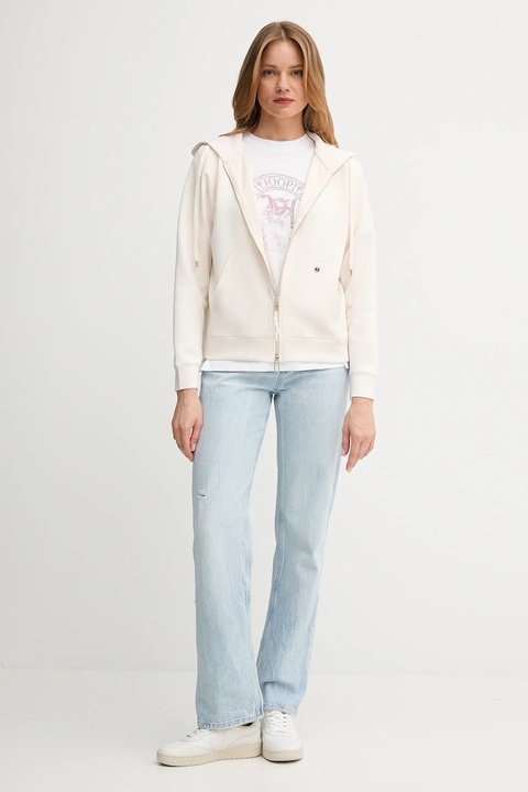 Joop! bluza damska kolor beżowy z kapturem gładka 30048712 - zdjęcie produktu nr 2
