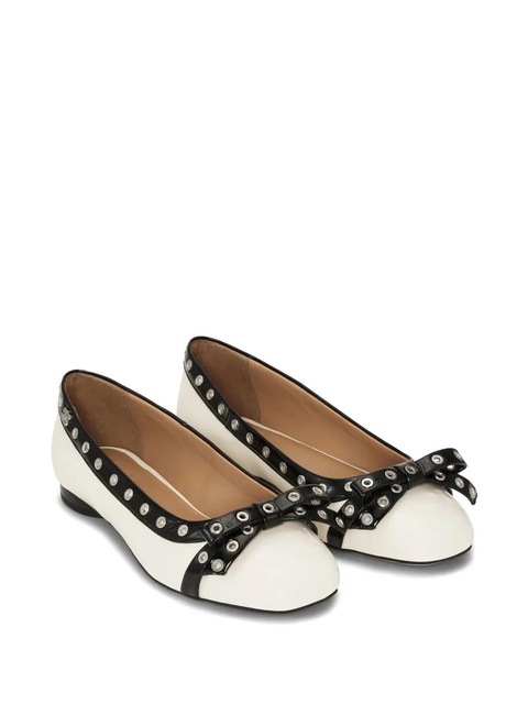 GANNI eyelet-embellishment bow-detail ballet flats - White - zdjęcie produktu nr 2